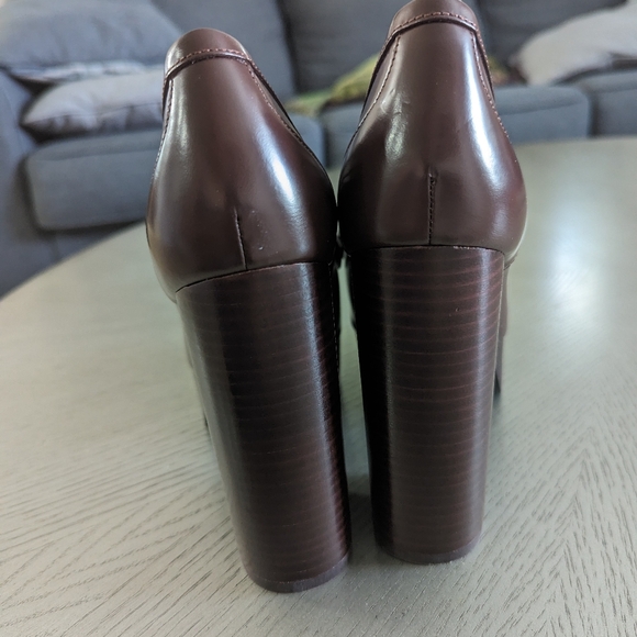 COACH Ilyse Leather Platform Block Heel Loafer Pumps - Picture 8 of 12